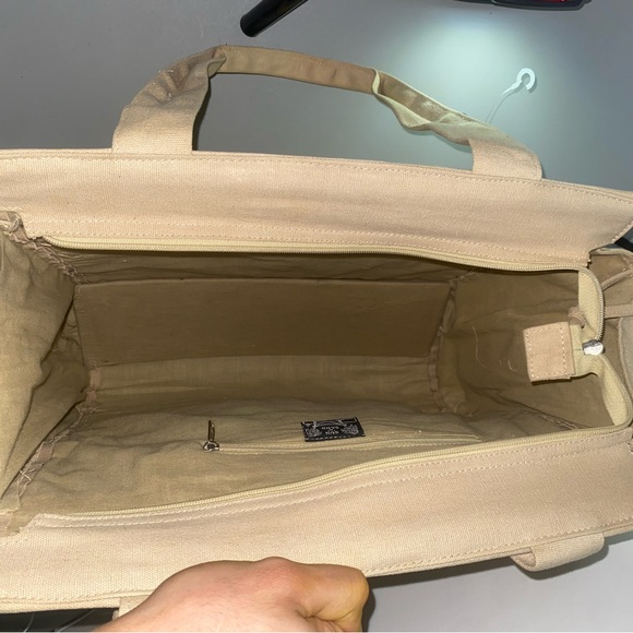 Sun N’ Sand Large Tan Woven Straw / Tissu Tote Bag / Beach bag sunnsand - Picture 15 of 16